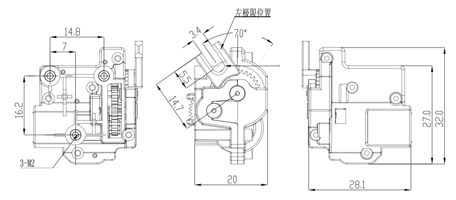 小型調(diào)速電機(jī)外形圖 