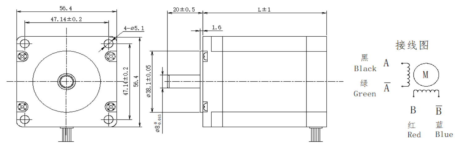 57系列1.8°兩相開(kāi)環(huán)步進(jìn)電機(jī)結(jié)構(gòu)