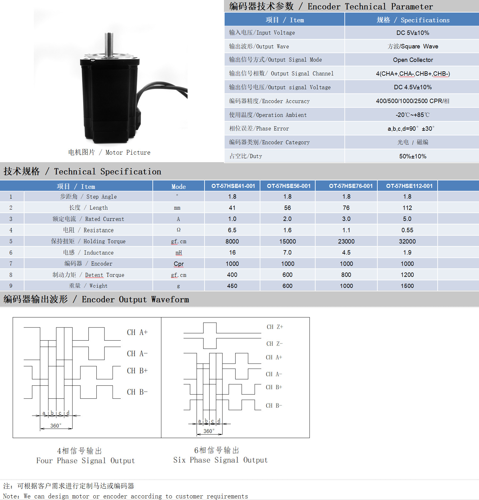 57系列1.8°兩相閉環(huán)步進(jìn)電機(jī)技術(shù)參數(shù)